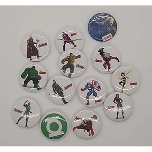 Lot Of 13 Marvel Avengers Pinback Buttons Marvel Comics Characters Badge Button‎